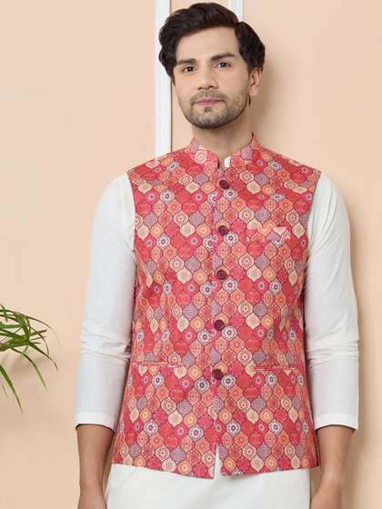 See Designs Printed Woven Nehru Jackets