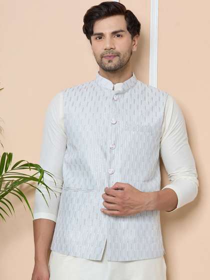 See Designs Embroidery Cotton Nehru Jacket