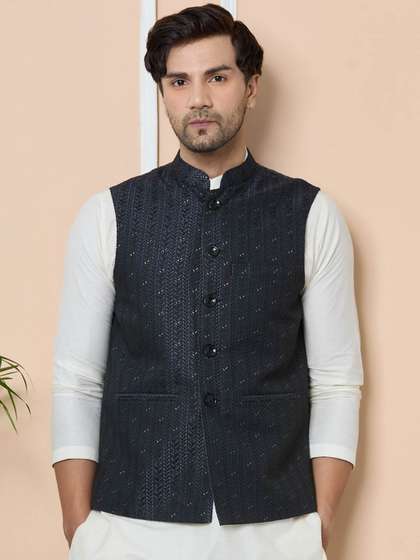 See Designs Woven Design Nehru Jacket