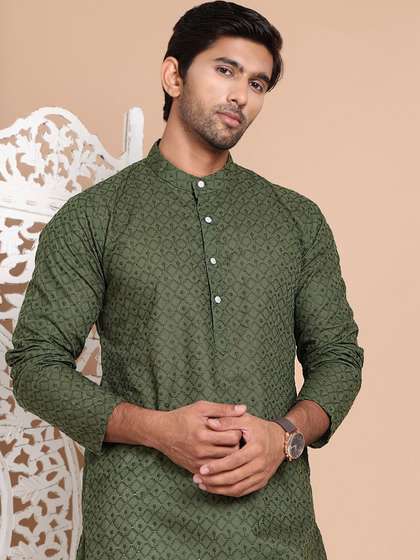 Anouk Men Geometric Embroidered Kurta