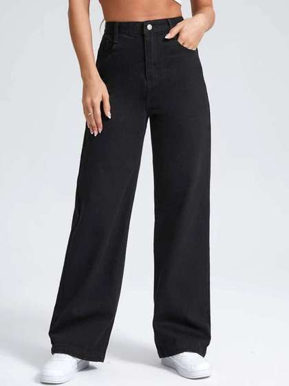Kotty Women Jean
                        Wide Leg High-Rise Stretchable Jeans