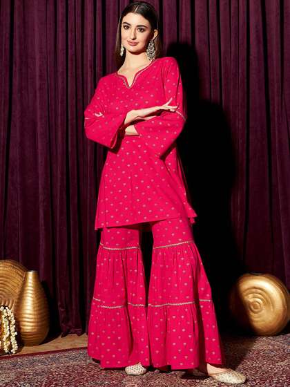 indo street Women Printed Kurti with Sharara