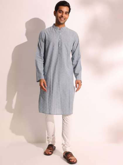 Fabindia Geometric
                        Woven Design Mandarin Collar Dobby Weave Cotton
                        Straight Kurta