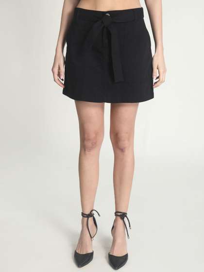 Roadster Pure Cotton A-Line Mini Skirts