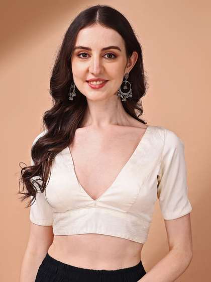 Tikhi Imli V-Neck Short Sleeves Saree Blouse