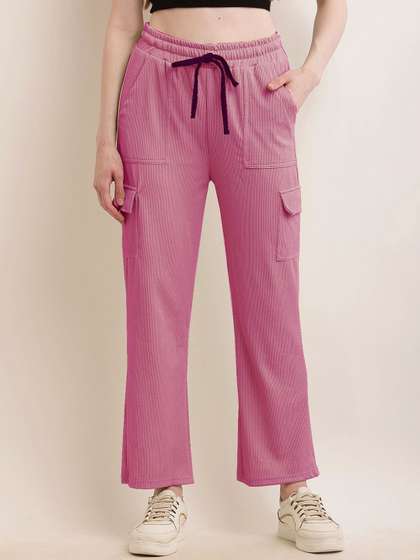 BAESD Girls Solid Mid-Rise Cotton Cargos Trousers
