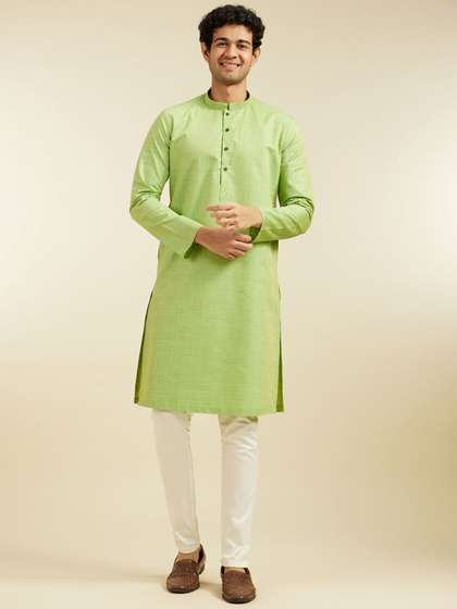 Diwas by Manyavar Striped Mandarin Collar Straight Kurta