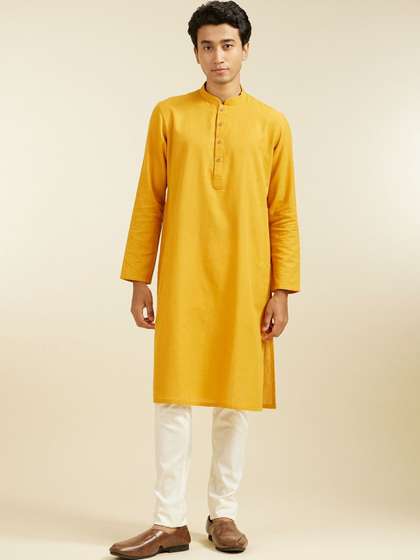 Diwas by Manyavar Mandarin Collar Cotton Straight Kurta