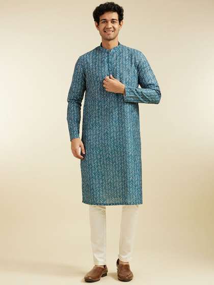 Diwas by Manyavar Printed Mandarin Collar Kurta