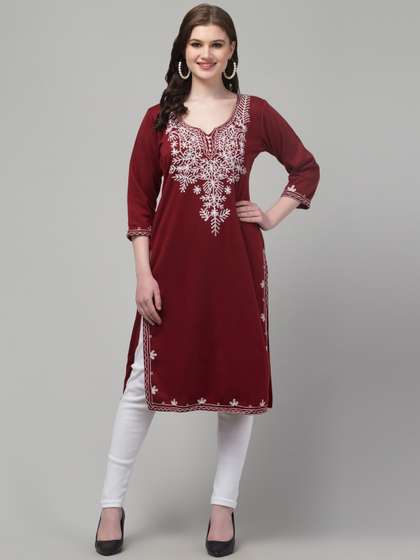 Trend Level Women Embroidered Woollen Kurta