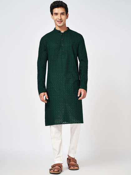 indus route by Pantaloons Embroidered Cotton Kurta