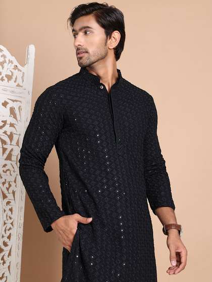 Anouk Men Geometric Embroidered Kurta