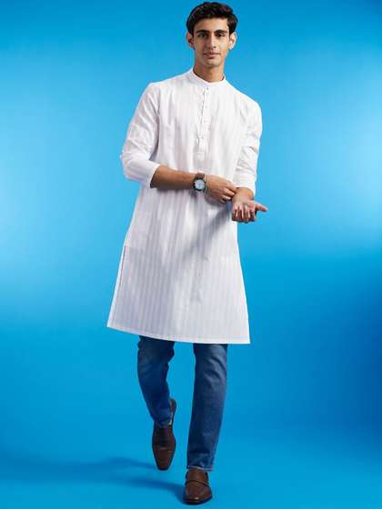 Diwas by Manyavar Mandarin Collar Cotton Kurta