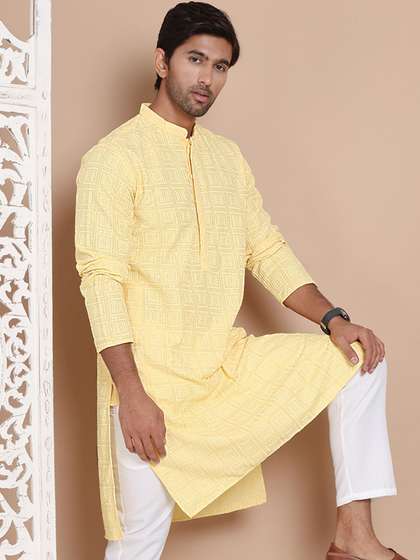 Jompers Men Geometric Embroidered Kurta