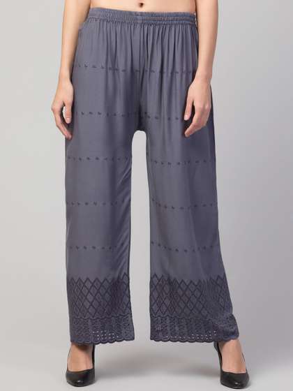 FAMBEE Women Embroidered Palazzos