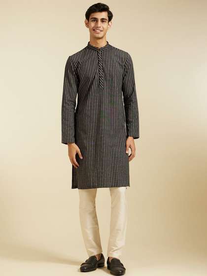 Diwas by Manyavar Striped Cotton Straight Kurta