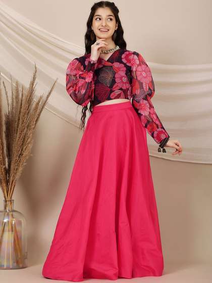 Inddus Girls Printed
                      Ready to Wear Lehenga &