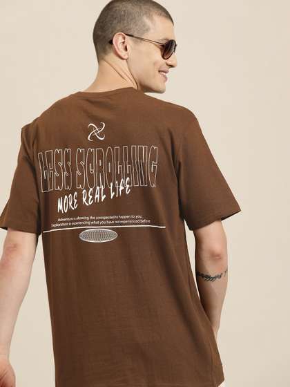 HERE&NOW Printed Drop-Shoulder Round Neck T-shirt