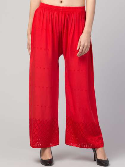 FAMBEE Women Embroidered Palazzos