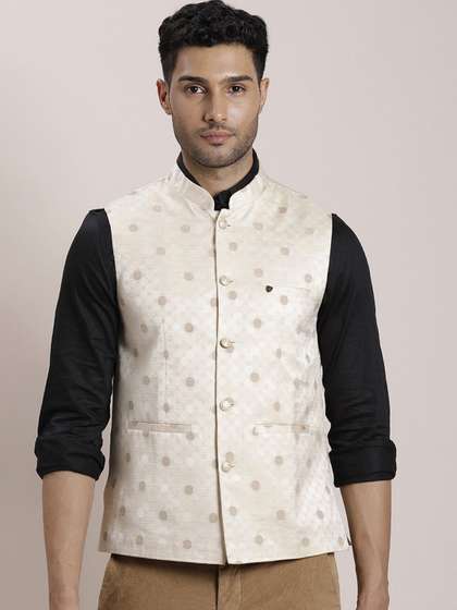 Turtle Men Self Design Nehru Jacket