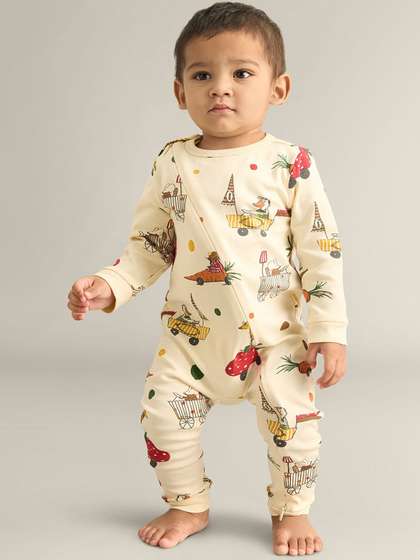 My Milestones Infant
                    Boys Conversational Printed Cotton Romper