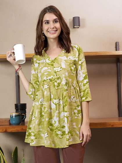 Anouk Rustic Printed Pleated Tunic