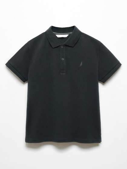 Alan Jones Boys Solid Polo Collar Cotton T-shirt
