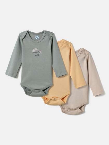 Nauti Nati Infant Boys
                    Pack Of 3 Printed Pure Cotton Bodysuits
