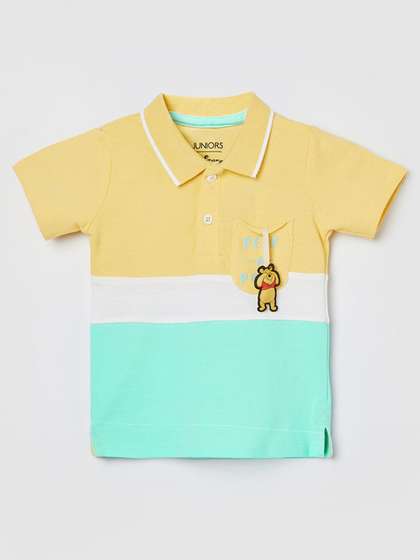 Juniors by Lifestyle Boys Colourblocked Disney Winnie The Pooh Polo Collar Cotton T-shirt