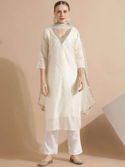 Jaipur Kurti Chanderi Woven Festive Kurta Set with Dupatta