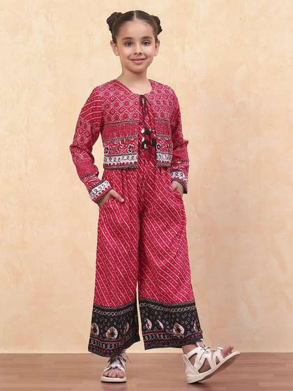 Biba Girls Ethnic Motifs
                    Printed Basic Jumpsuit
