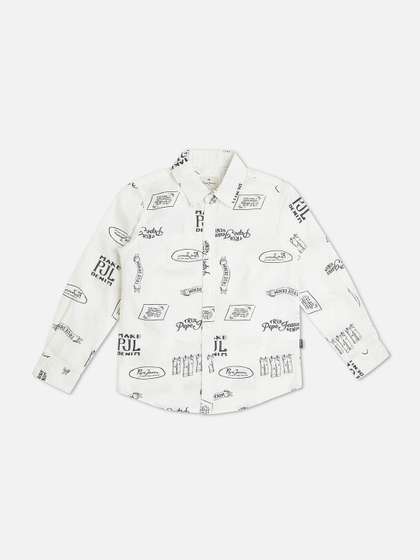 Pepe Jeans Boys Spread
                      Collar Conversational Printed Cotton Casual Shirt