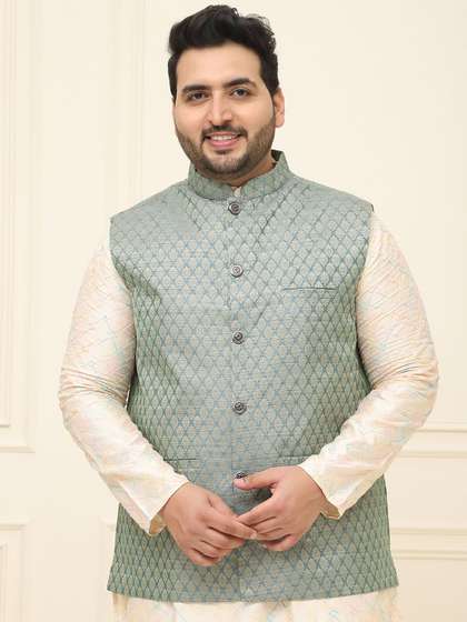 SOJANYA PLUS Men
                          Plus Size Printed Mandarin Collar Nehru
                          Jacket
