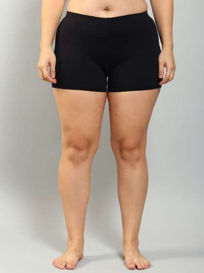Plus Size Women
                        Solid Mid-Rise Anti Bacterial Boy Shorts Briefs