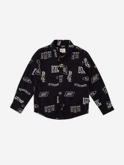Pepe Jeans Boys Spread
                    Collar Conversational Printed Cotton Casual Shirt