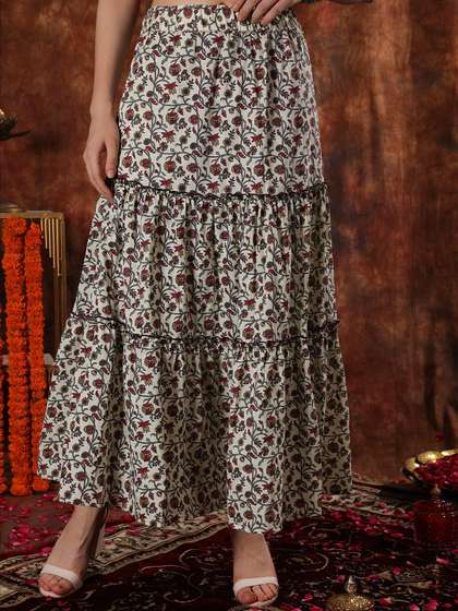 NEUDIS Printed Flared Maxi Skirts
