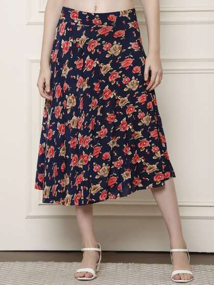 GRACIT Printed Flared Midi Skirts