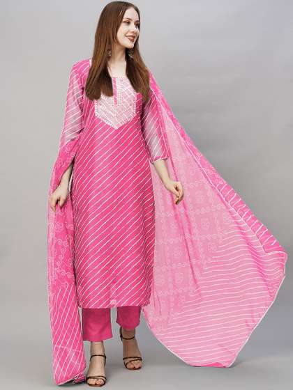 GoSriKi Leheriya Printed Kurta Set