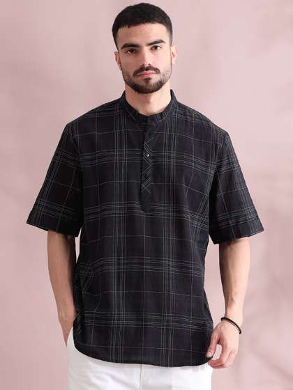 FILORI Checked Pure Cotton Kurta