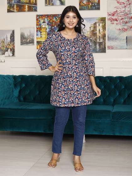 ANTU KURTIES Women Floral Printed Pure Cotton Kurti