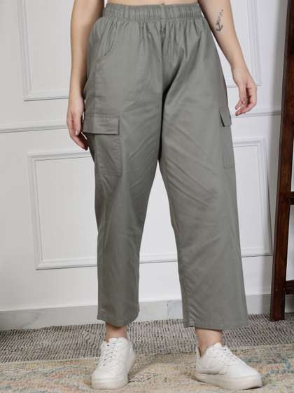 NEUDIS Women Solid Cargos Trousers