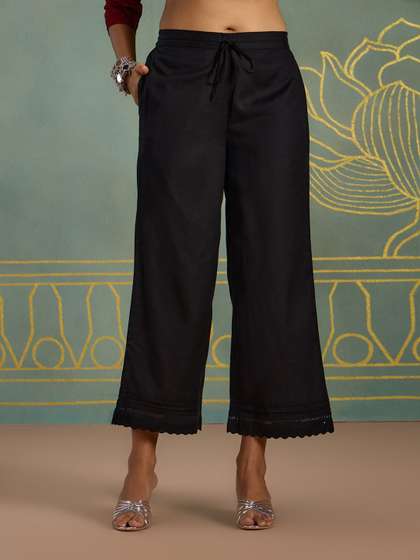 Likha Solid Women Cotton Palazzos