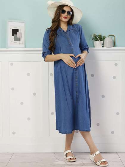 EASY MOM Maternity
                        Women A-Line Midi Dress