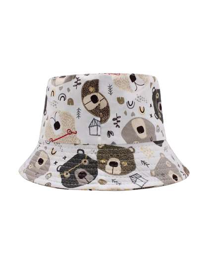 JENNA Unisex Kids White
                    Self Design Bucket Hat