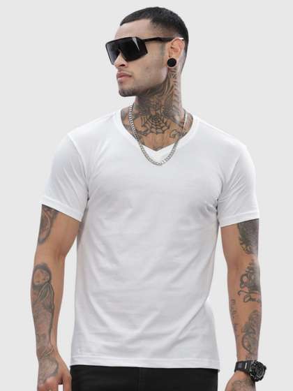 ADRO Men Solid
                        V-Neck Cotton T-shirt
