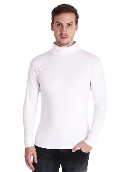 Gajraj Men Solid High Neck Cotton Slim Fit T-shirt