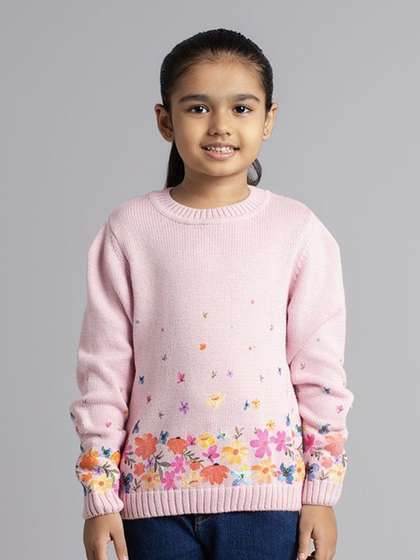 Ed-a-Mamma Girls Cotton
                    Floral Printed Pullover
