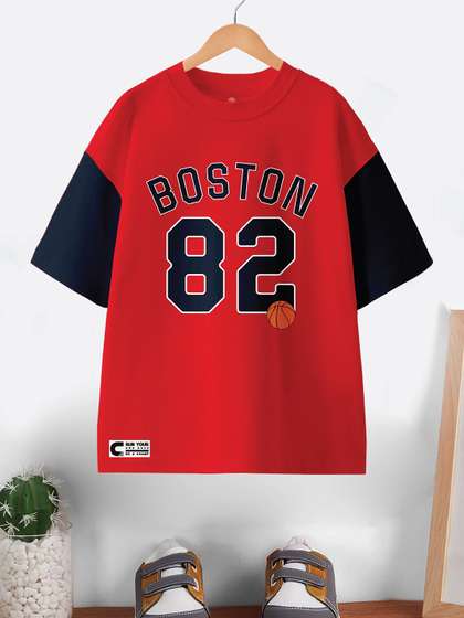 CODEZ Boys Typography
                    Printed Round Neck Pure Cotton Oversized T-shirt