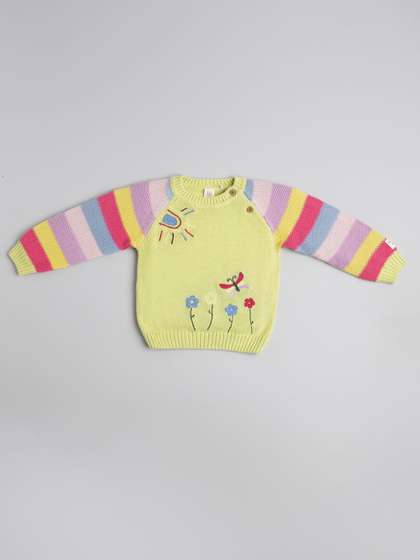Ed-a-Mamma Baby Girls
                      Colourblocked Embroidered Printed Pullover