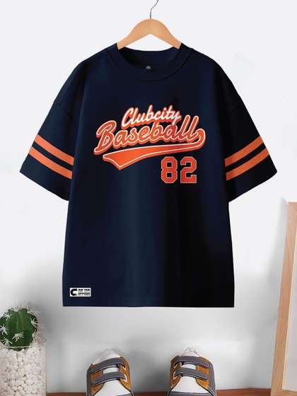 CODEZ Boys Typography
                    Printed Round Neck Pure Cotton Oversized T-shirt